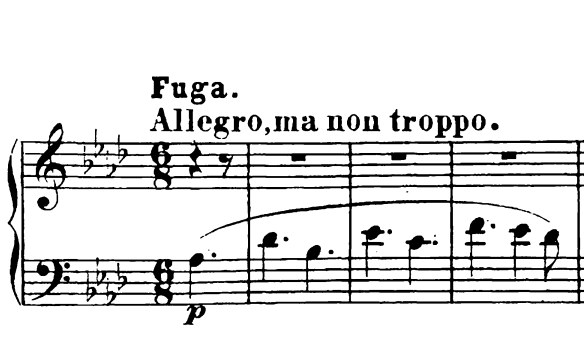 Original fugue subject in the bass